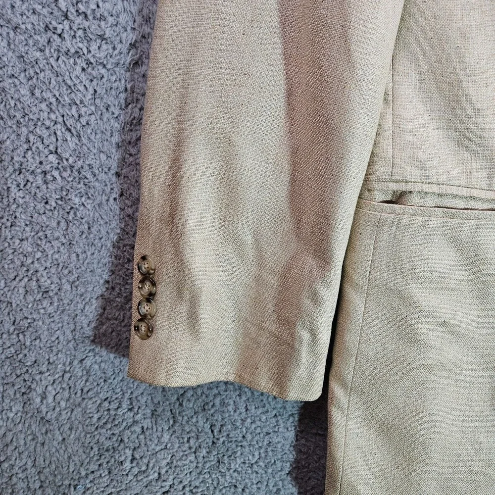 Jos‎ A Bank Sport Coat Jacket Suit Blazer Men 42L 100% Silk Beige 3-Btn